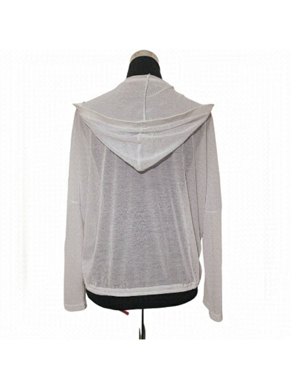 RED CORAL White Sheer Full Zip Beach Cover Up With Hood Size Large